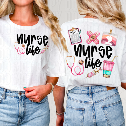 Nurse Life Front/Back DTF Transfer