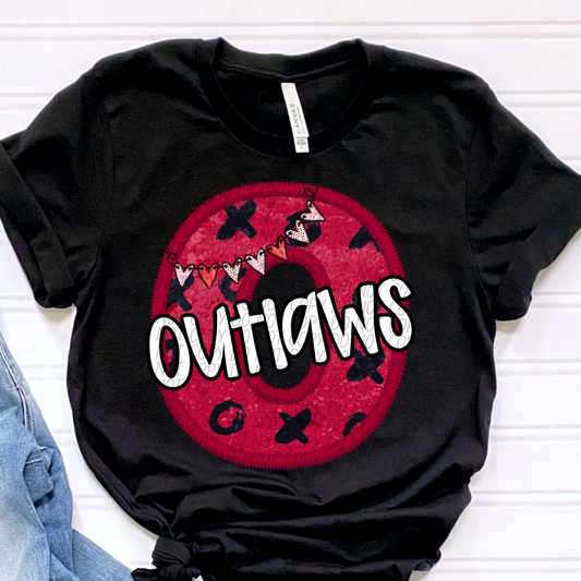 Outlaws Valentine School Spirit DTF Transfer
