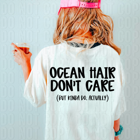 Ocean Hair Don't Care Black DTF Transfer