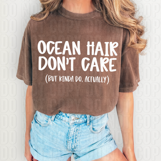 Ocean Hair Don't Care White DTF Transfer