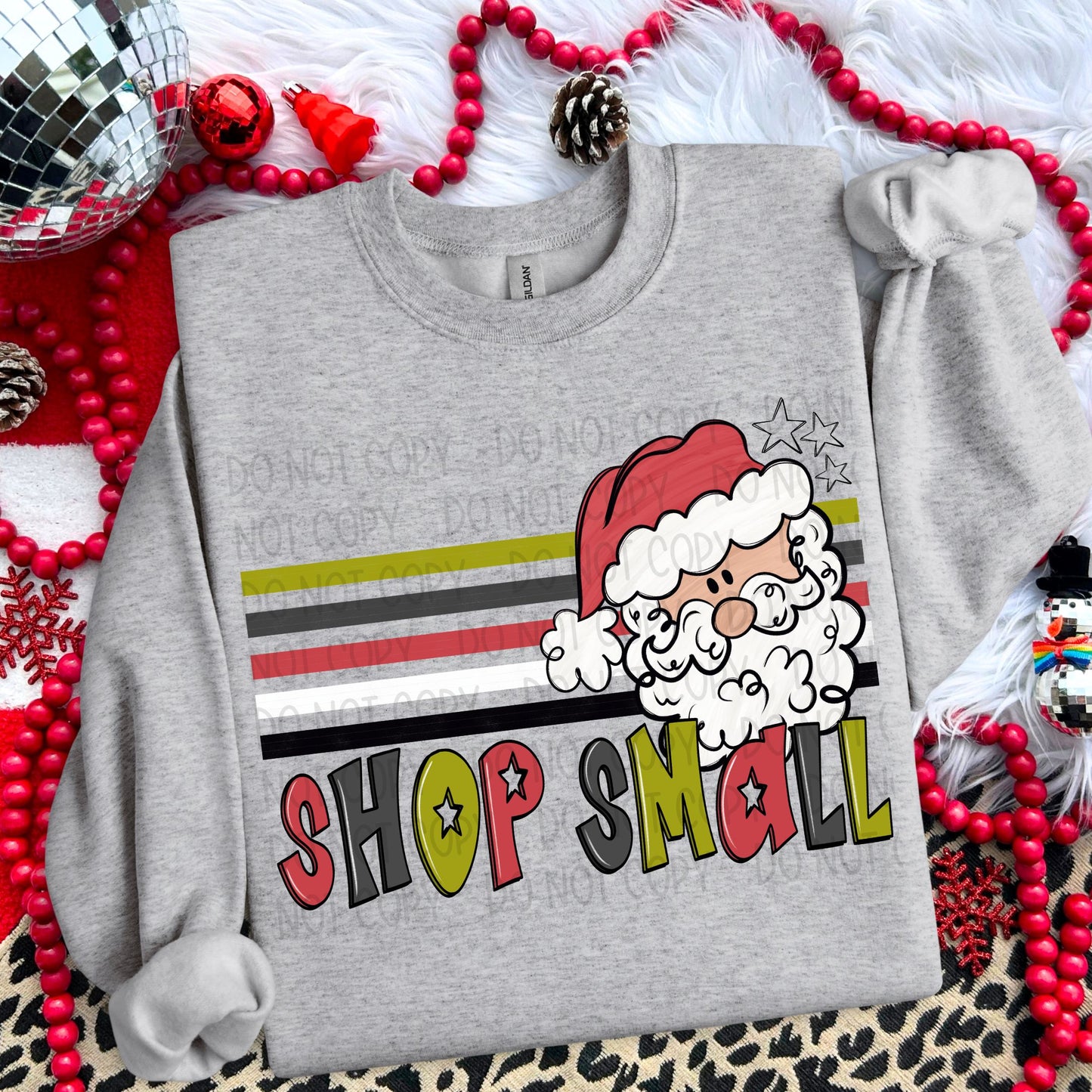 Shop Small Santa Stripes DTF Transfer