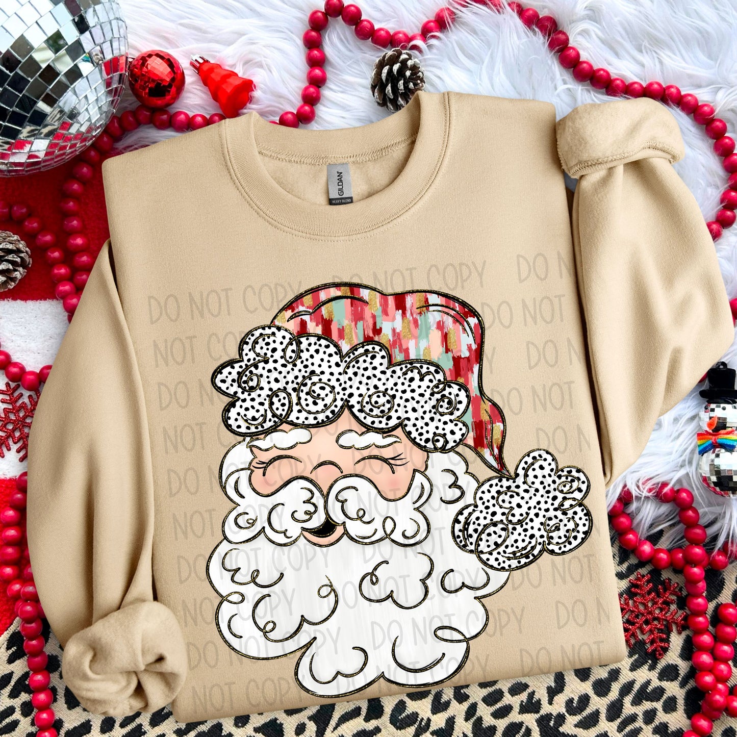 Santa Brushstroke Dalmatian DTF Transfer