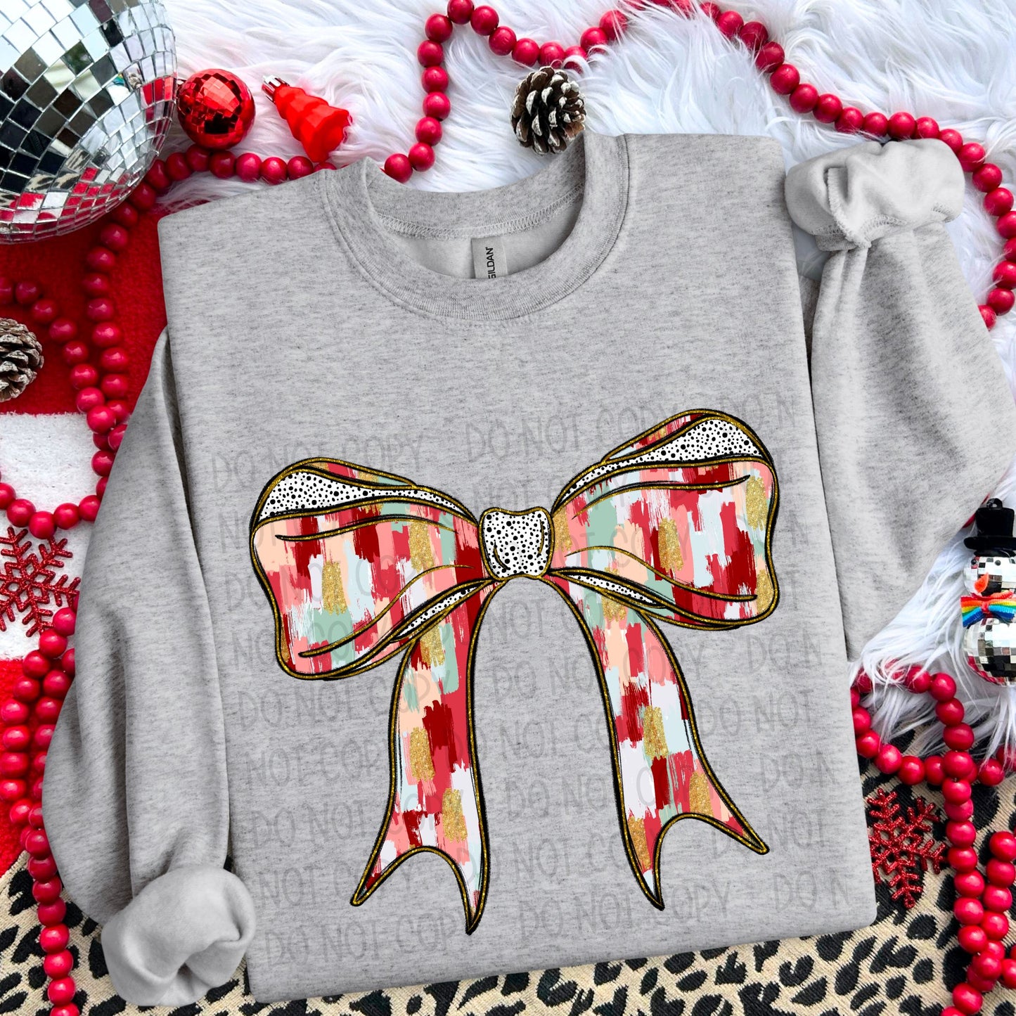 Christmas Brushstroke Bow Dalmatian Dots DTF Transfer