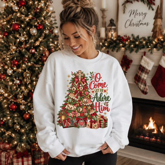 Oh Come Let Us Adore Him Tree DTF Transfer