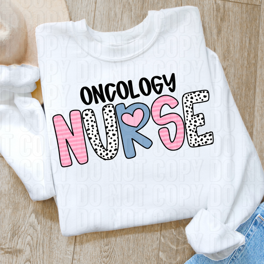 Oncology Nurse Hearts DTF Transfer