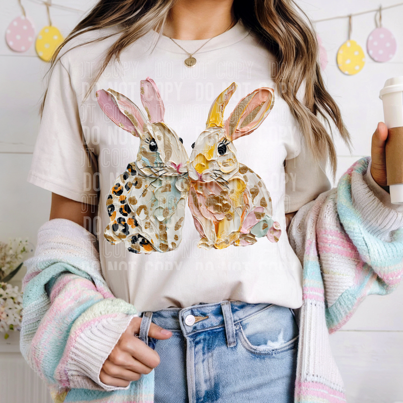 Leopard Painted Easter Bunnies DTF Transfer