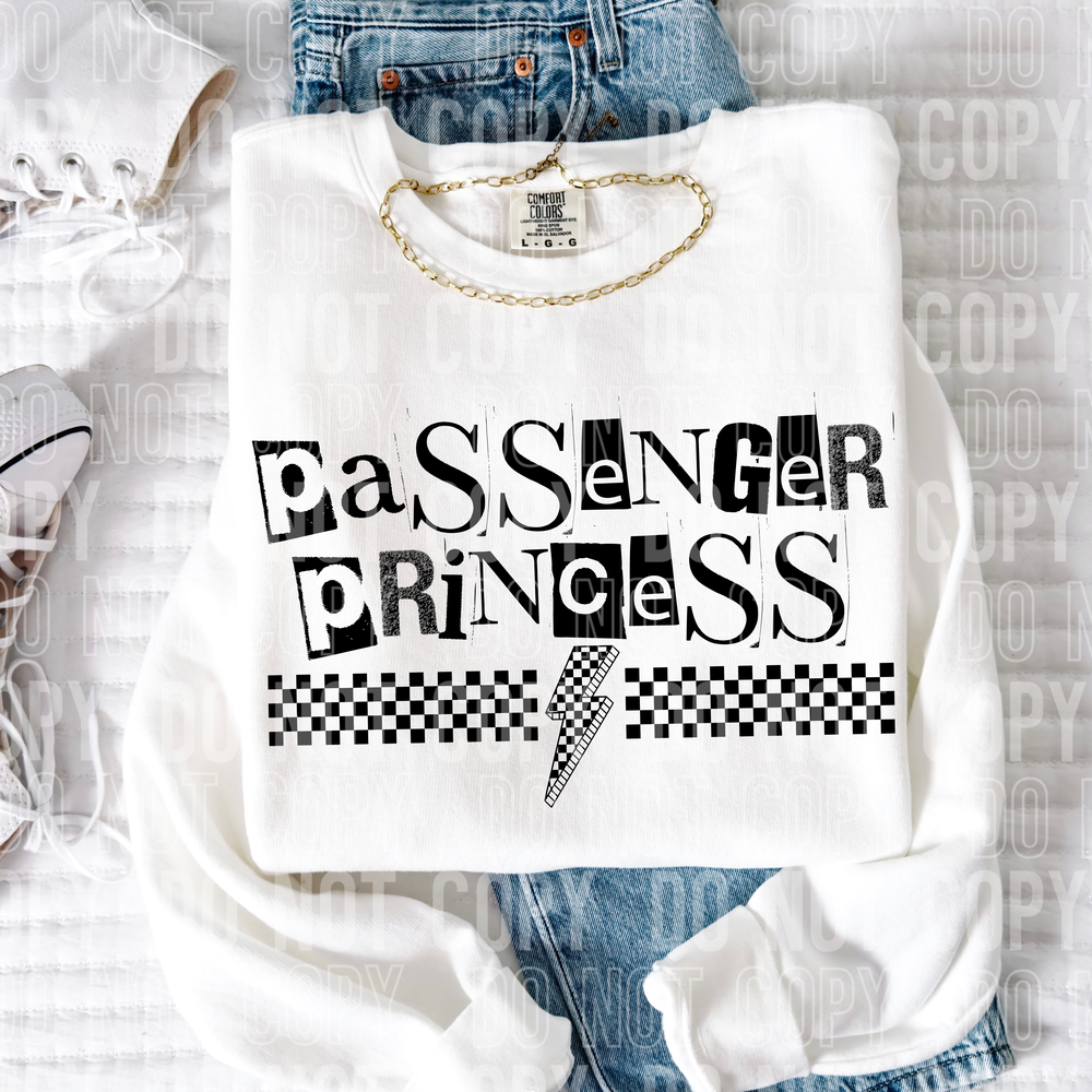 Passenger Princess Checkered Bolt Word DTF Transfer