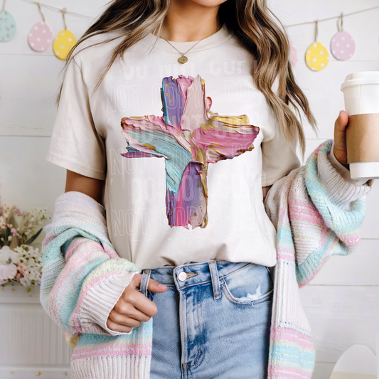 Pastel Painted Cross DTF Transfer