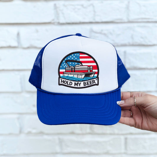 Patriotic Hold My Beer 2 Hat Patch DTF Transfer