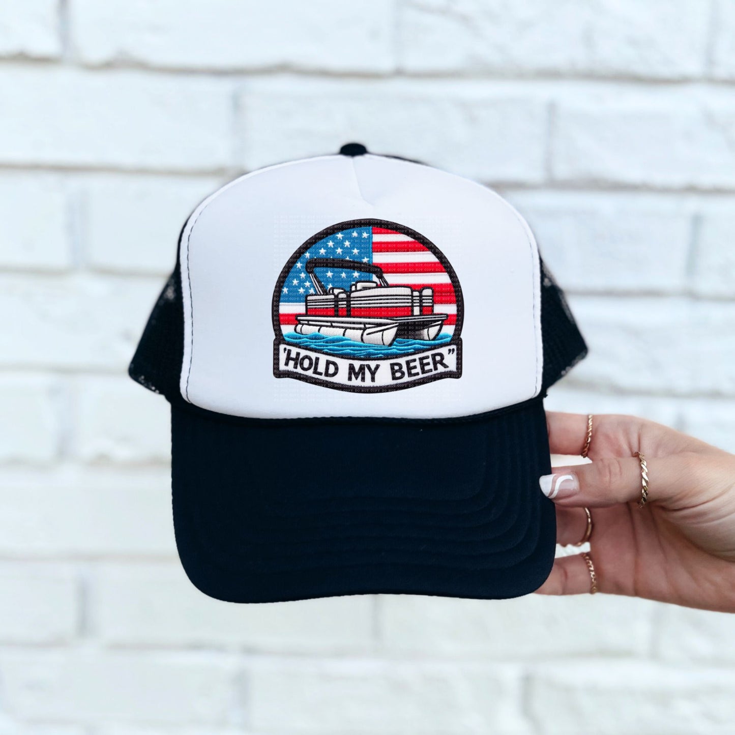 Patriotic Hold My Beer 2 Hat Patch DTF Transfer