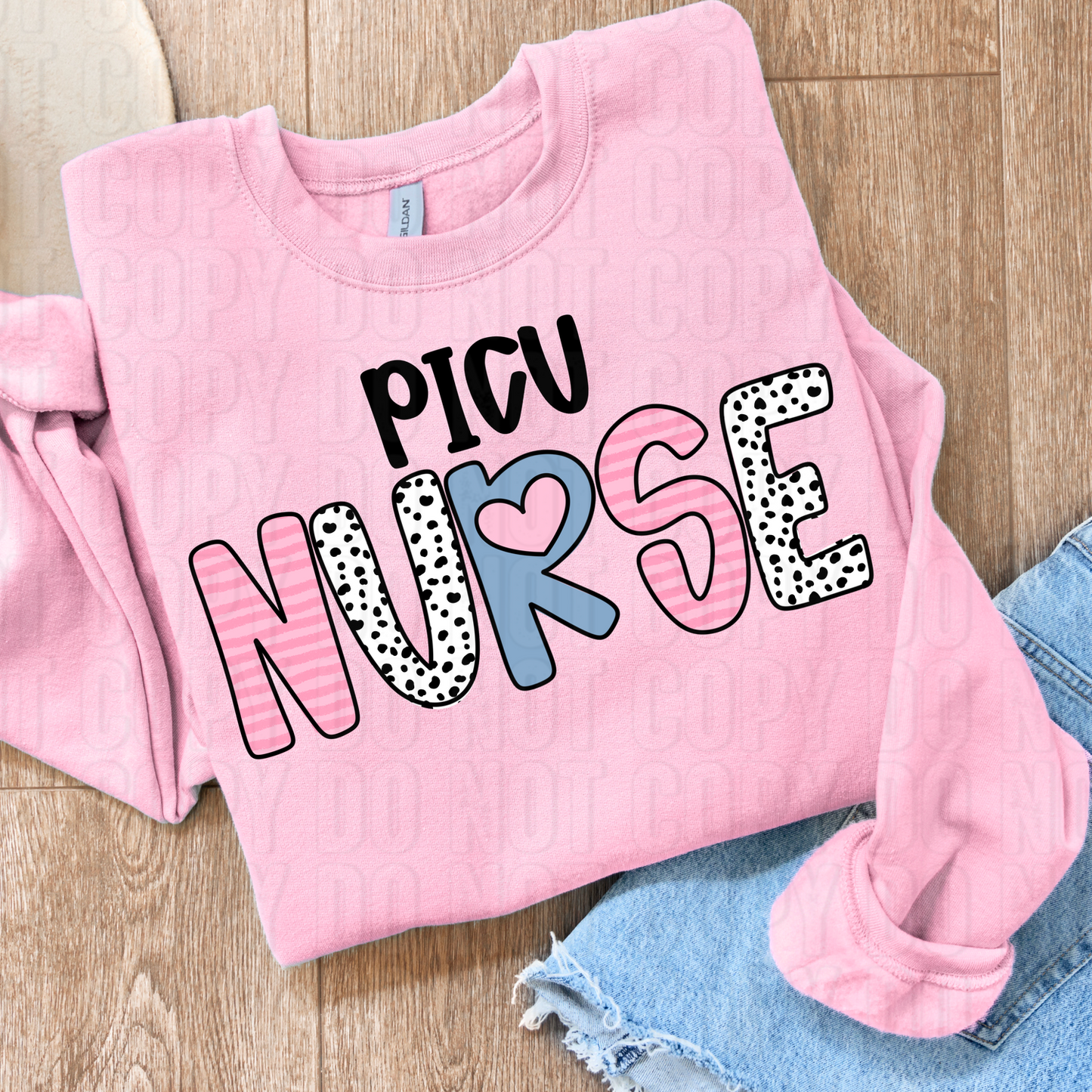 PICU Nurse Hearts DTF Transfer