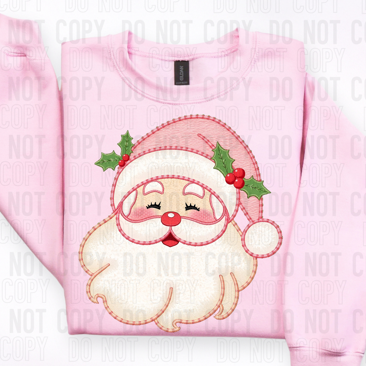 Santa Pink Light Yarn Faux DTF Transfer