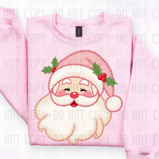 Santa Pink Light Yarn Faux DTF Transfer