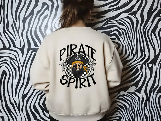 PIRATE MASCOT SPIRIT  CHECKER CIRCLE SAG DTF Transfer
