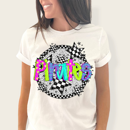 Pirates Mascot Neon Checker DTF Transfer