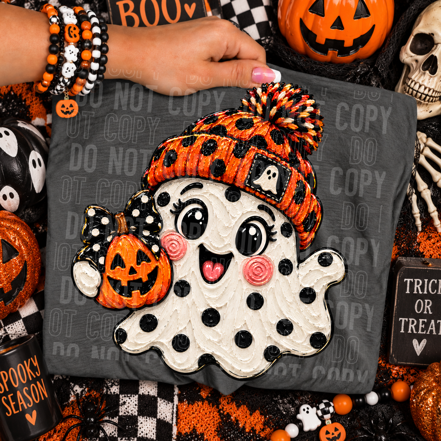 Polka Dot Ghost Painted Faux DTF Transfer