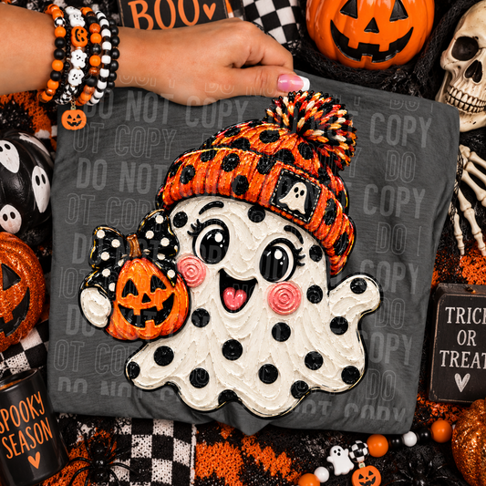 Polka Dot Ghost Painted Faux DTF Transfer