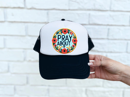 Pray About It Floral Hat Patch DTF Transfer