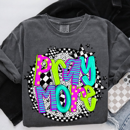 Pray More Neon Checker DTF Transfer