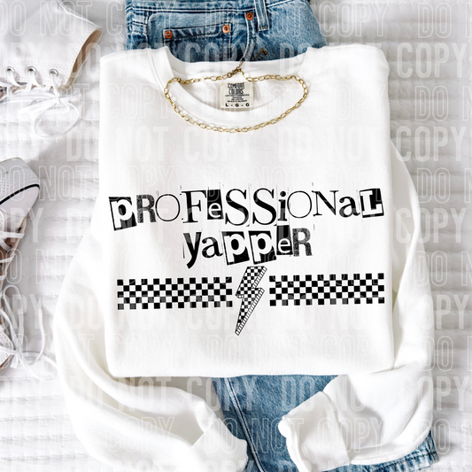 Professional Yapper Checkered Bolt Word DTF Transfer