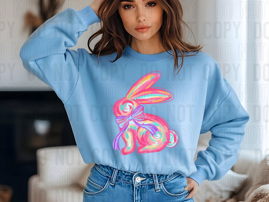 Painted Bunny Side View DTF Transfer