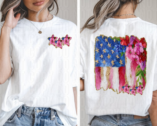 Painted Floral Flag Front/Back DTF Transfer