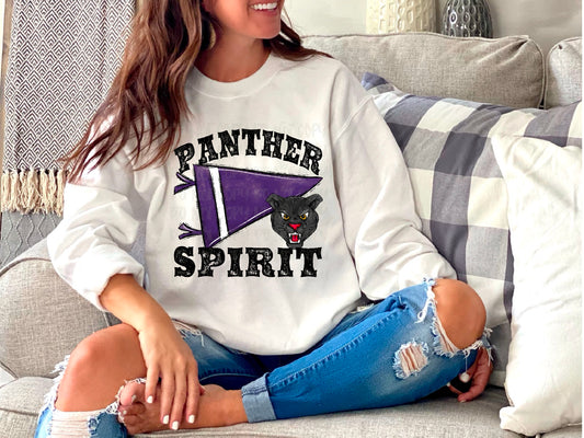 Panther Spirit Pennant Mascot Purple DTF Transfer