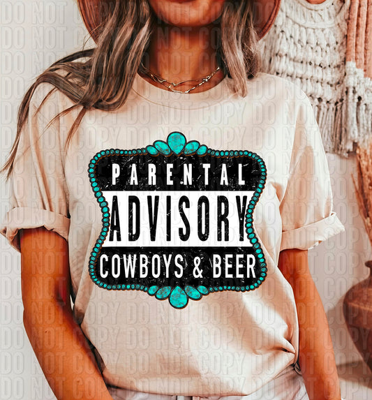 Parental Advisory Cowboys & Beer DTF Transfer