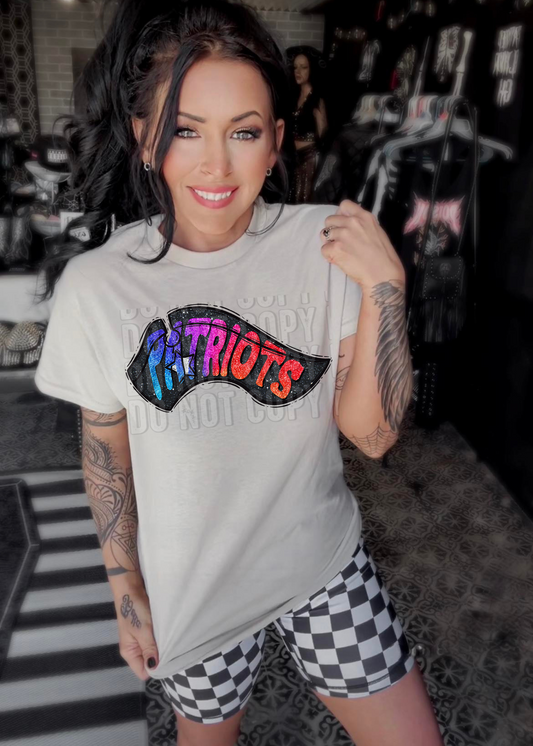 Patriots Flag Glittery Colorful Mascots DTF Transfer