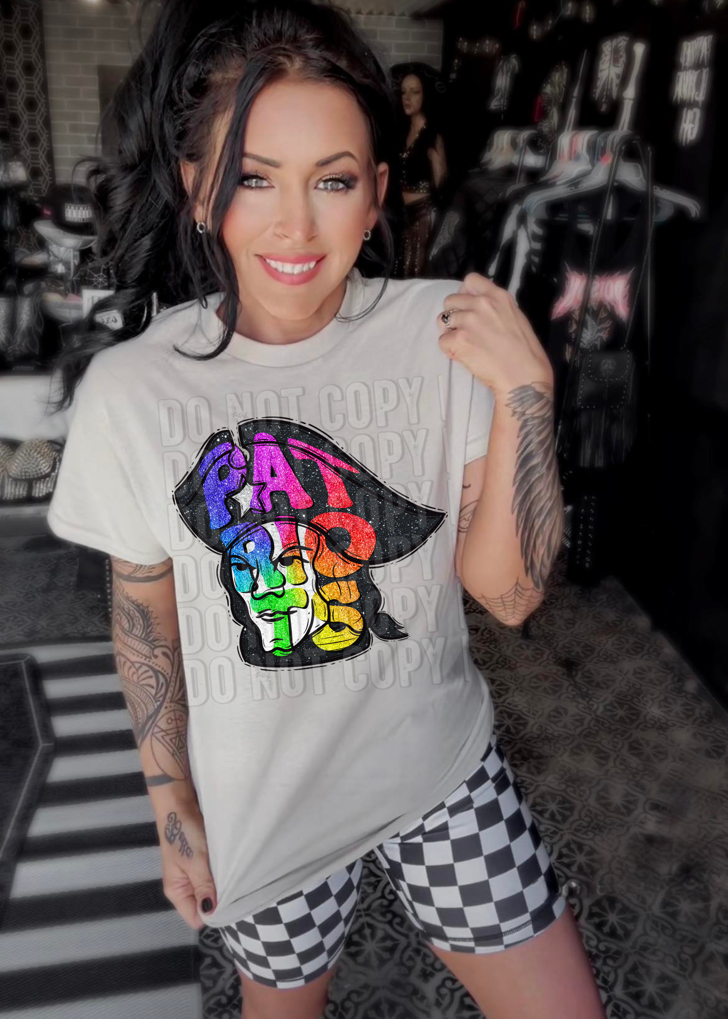 Patriots Glittery Colorful Mascots DTF Transfer