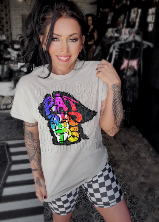 Patriots Glittery Colorful Mascots DTF Transfer