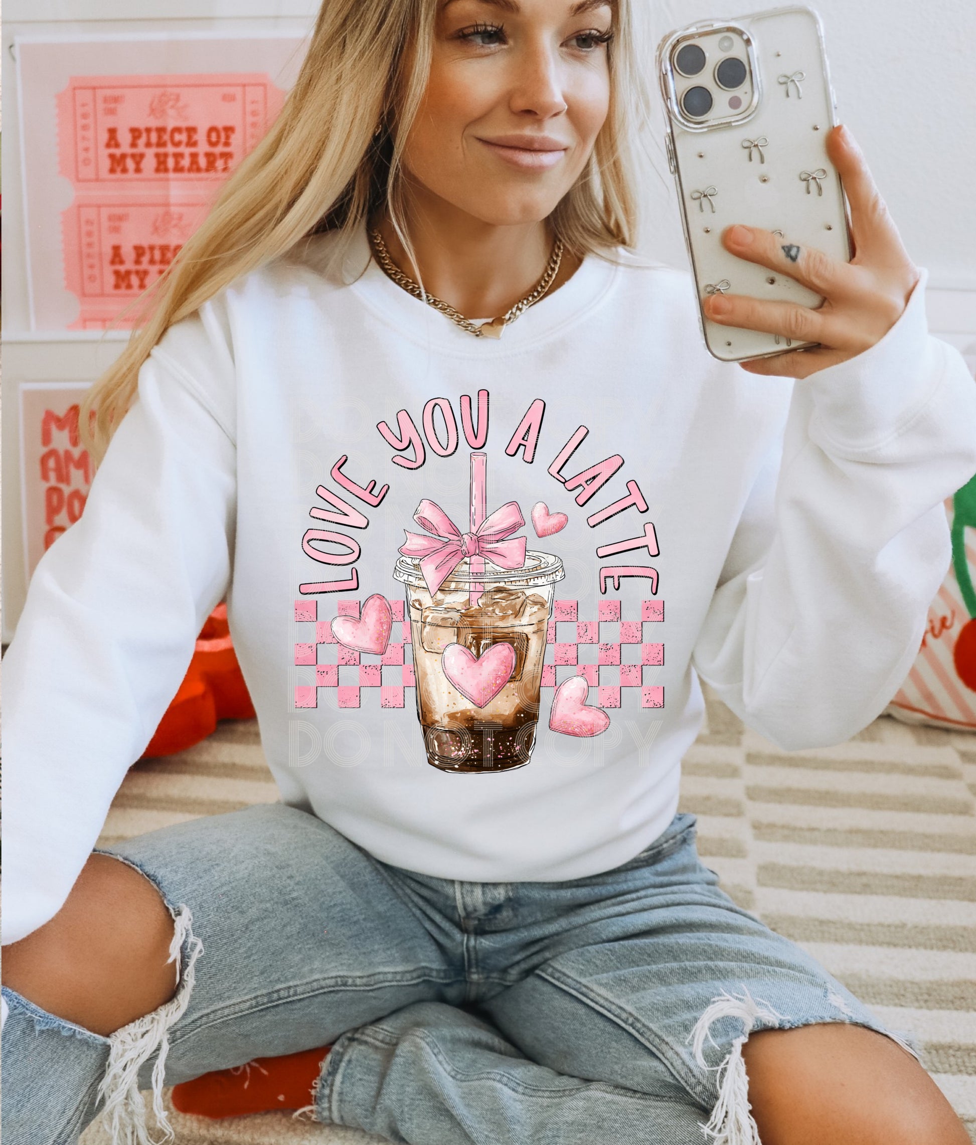 Love You A Latte Pink DTF Transfer