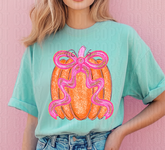 Pink Coquette Bow Pumpkin DTF Transfer