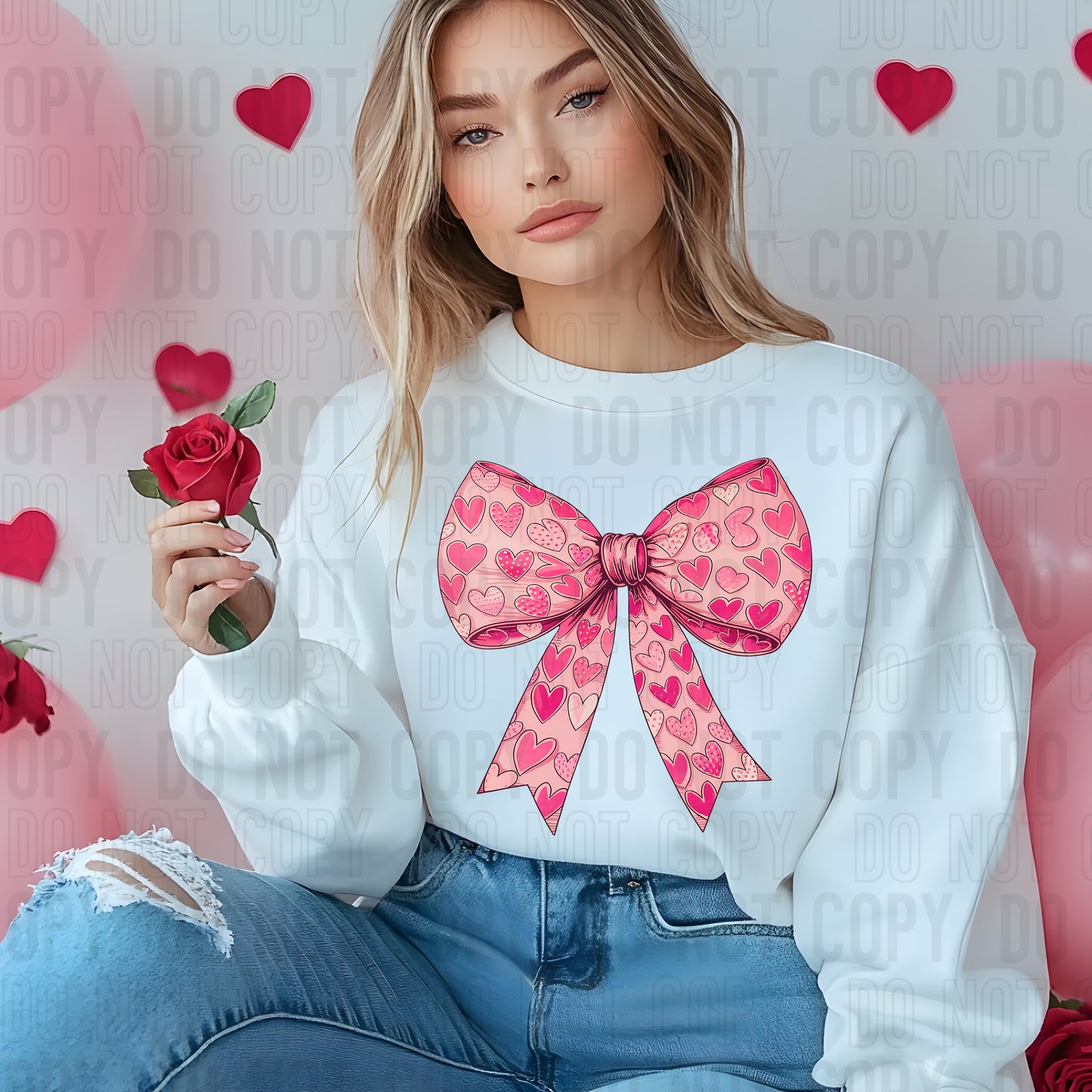 Pink Heart Coquette Bow DTF Transfer