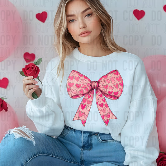 Pink Heart Coquette Bow DTF Transfer