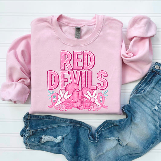 Red Devils Pink Out Mascot DTF Transfer
