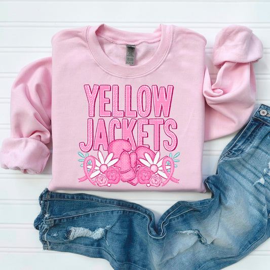 Yellow Jackets Pink Out Mascot DTF Transfer