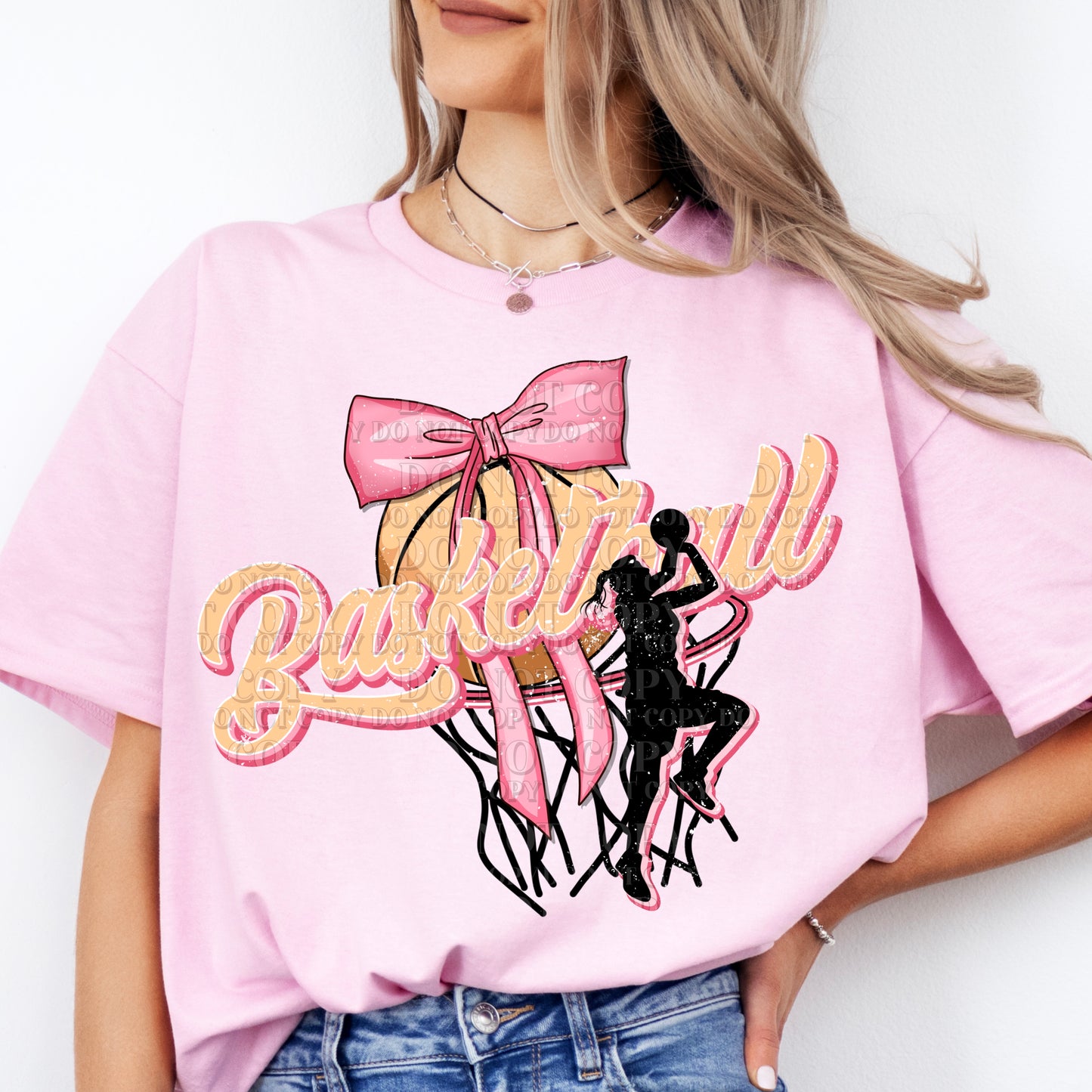 Basketball Pink Bow Coquette DTF Transfer