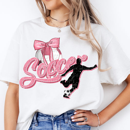Soccer Boy Pink Bow Coquette DTF Transfer