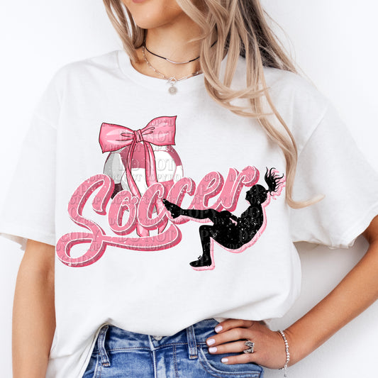Soccer Girl Pink Bow Coquette DTF Transfer