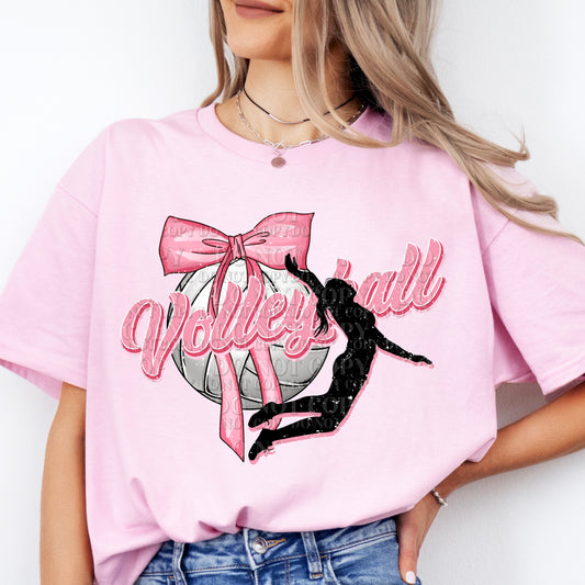 Volleyball Pink Bow Coquette DTF Transfer