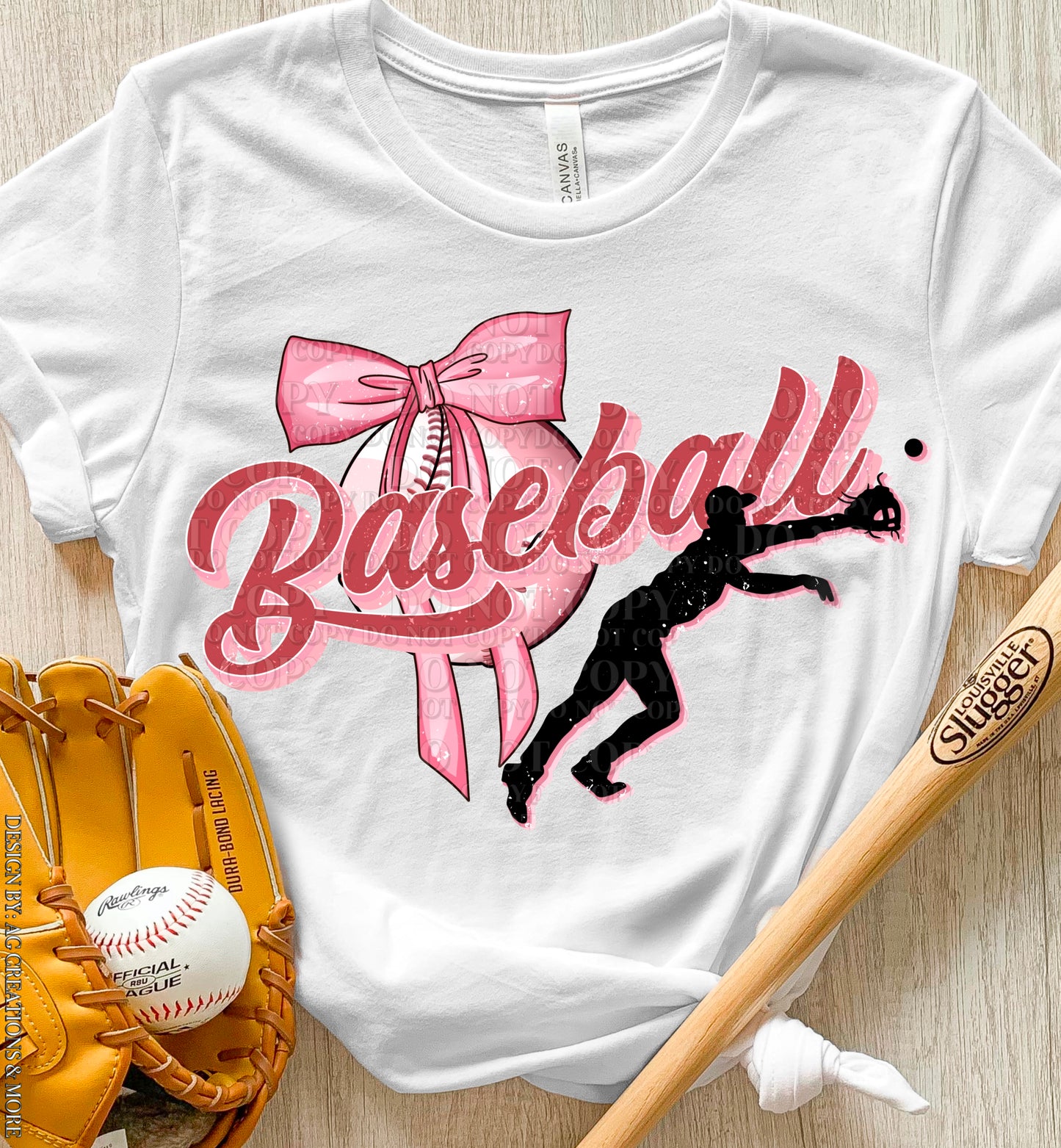 Baseball Pink Bow Coquette DTF Transfer