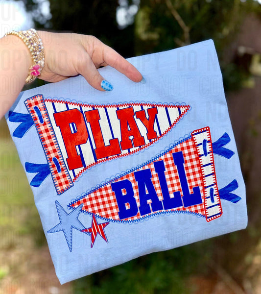 Play Ball Baseball Pennant DTF Transfer