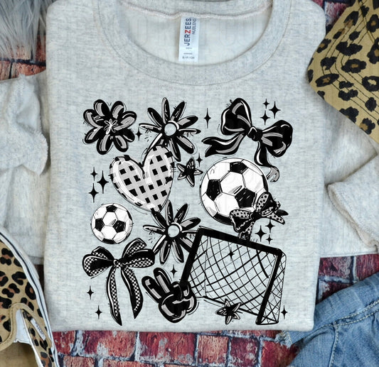 Play Ball Soccer Collage Black DTF Transfer