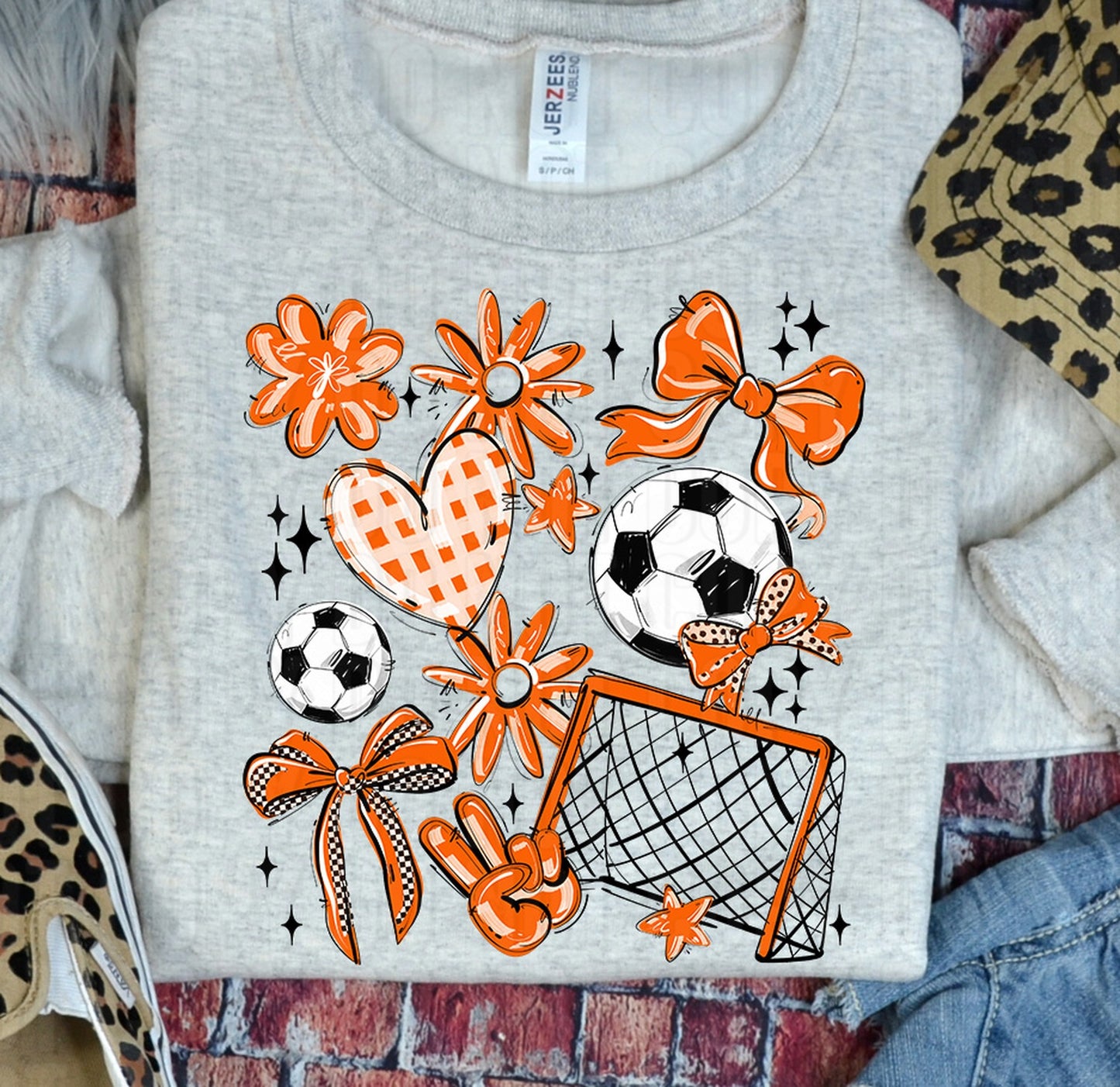 Play Ball Soccer Collage Orange DTF Transfer