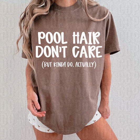 Pool Hair Don't Care White DTF Transfer