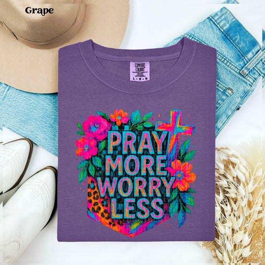 Pray More Worry Less Floral DTF Transfer