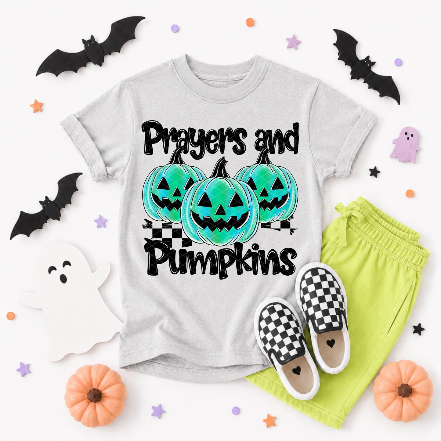 Prayers And Pumpkins Blue DTF Transfer