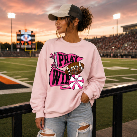 Pray Fight Win Pink Pennant DTF Transfer
