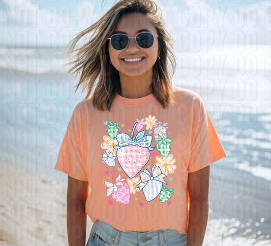 Preppy Strawberries Pastel DTF Transfer